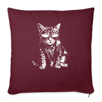 Chat avec des lunettes de soleil - Housse de coussin décorative 45 x 45 cm - bordeaux - Devant