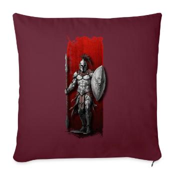 Guerrier spartiate avec lance et bouclier - Housse de coussin décorative 45 x 45 cm - bordeaux - Devant