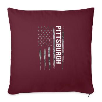 Pittsburgh - American Flag - Sofakissenbezug 45 x 45 cm - Burgunderrot - Vorne