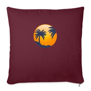 Soleil derrière les palmiers - Housse de coussin décorative 45 x 45 cm - bordeaux - Devant