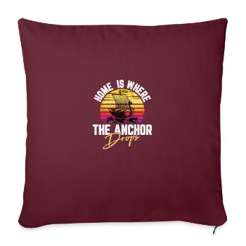 La maison est l'endroit où l'ancre laisse tomber le motif pour un - Housse de coussin décorative 45 x 45 cm - bordeaux - Devant
