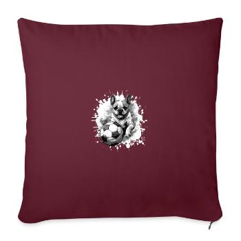 Bouledogue Français Dog Football - Housse de coussin décorative 45 x 45 cm - bordeaux - Devant