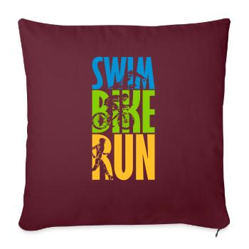 Swim Bike Run - Housse de coussin décorative 45 x 45 cm - bordeaux - Devant