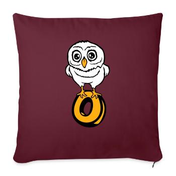 hibou lettre o hibou anglais ABC apprendre oiseau hibou aigle hibou - Housse de coussin décorative 45 x 45 cm - bordeaux - Devant