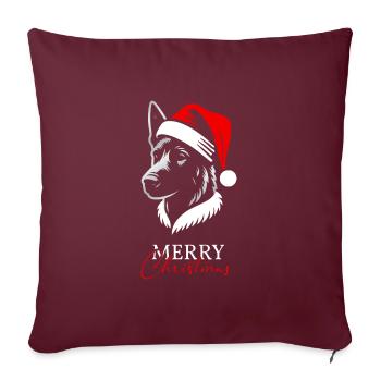 Malinois Joyeux Noël, Tête de Chien - Housse de coussin décorative 45 x 45 cm - bordeaux - Devant