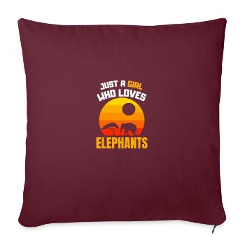 Nur ein Mädchen das Elefanten liebt Retro Elefant - Sofakissenbezug 45 x 45 cm - Burgunderrot - Vorne