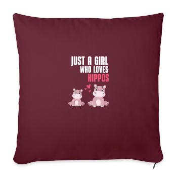 Afrique Zoo Animal Hippopotame Fille Cadeau Hippopotame - Housse de coussin décorative 45 x 45 cm - bordeaux - Devant