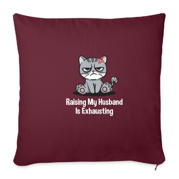 Élever mon mari tendu drôle de femme Humo - Housse de coussin décorative 45 x 45 cm - bordeaux - Devant