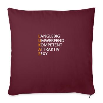 Lukas Name Geschenk - Sofakissenbezug 45 x 45 cm - Burgunderrot - Vorne