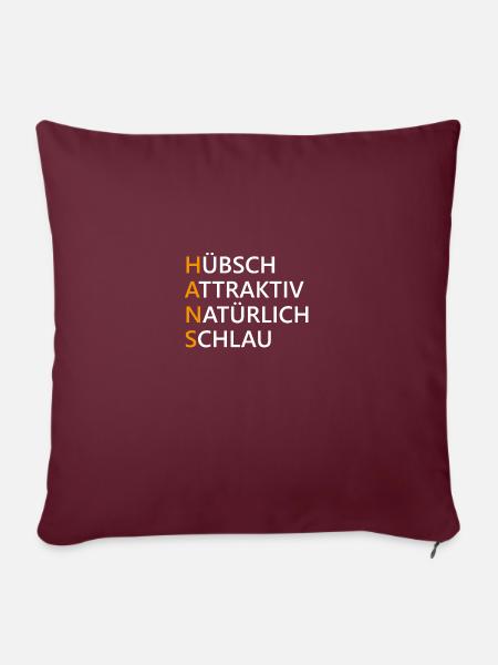 Hans Name Geschenk - Sofakissenbezug 45 x 45 cm - Burgunderrot