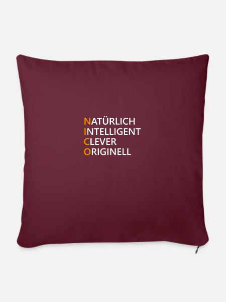 Nico Name Geschenk - Sofakissenbezug 45 x 45 cm - Burgunderrot