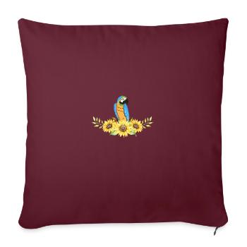 Cadeau d’oiseau animal exotique Perroquet de tournesol - Housse de coussin décorative 45 x 45 cm - bordeaux - Devant