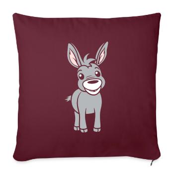 Humour petit âne - Housse de coussin décorative 45 x 45 cm - bordeaux - Devant
