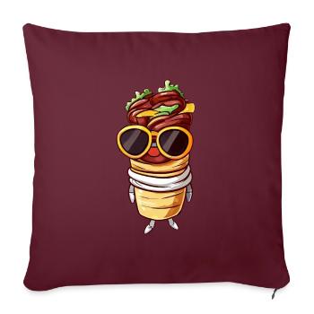 Cool Kawaii Doner Kebap avec lunettes de soleil – - Housse de coussin décorative 45 x 45 cm - bordeaux - Devant