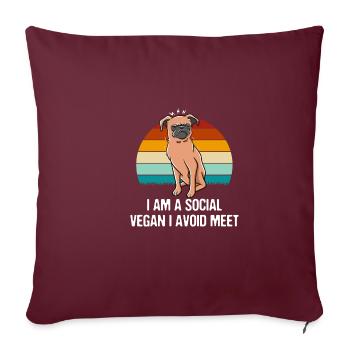 Je suis un végétalien social. J’évite sar - Housse de coussin décorative 45 x 45 cm - bordeaux - Devant