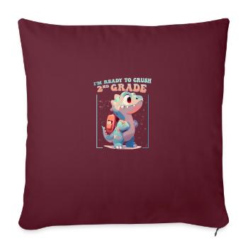 Je suis prêt à écraser des enfants dinosaures mignons de 2e année - Housse de coussin décorative 45 x 45 cm - bordeaux - Devant