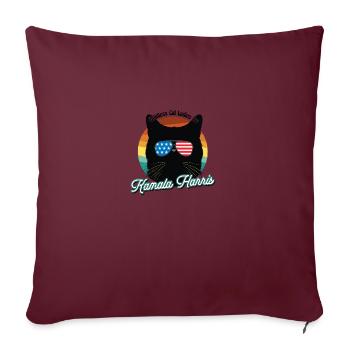 Cat Ladies pour Kamala Harris 2024 - Cat Lady pour - Housse de coussin décorative 45 x 45 cm - bordeaux - Devant