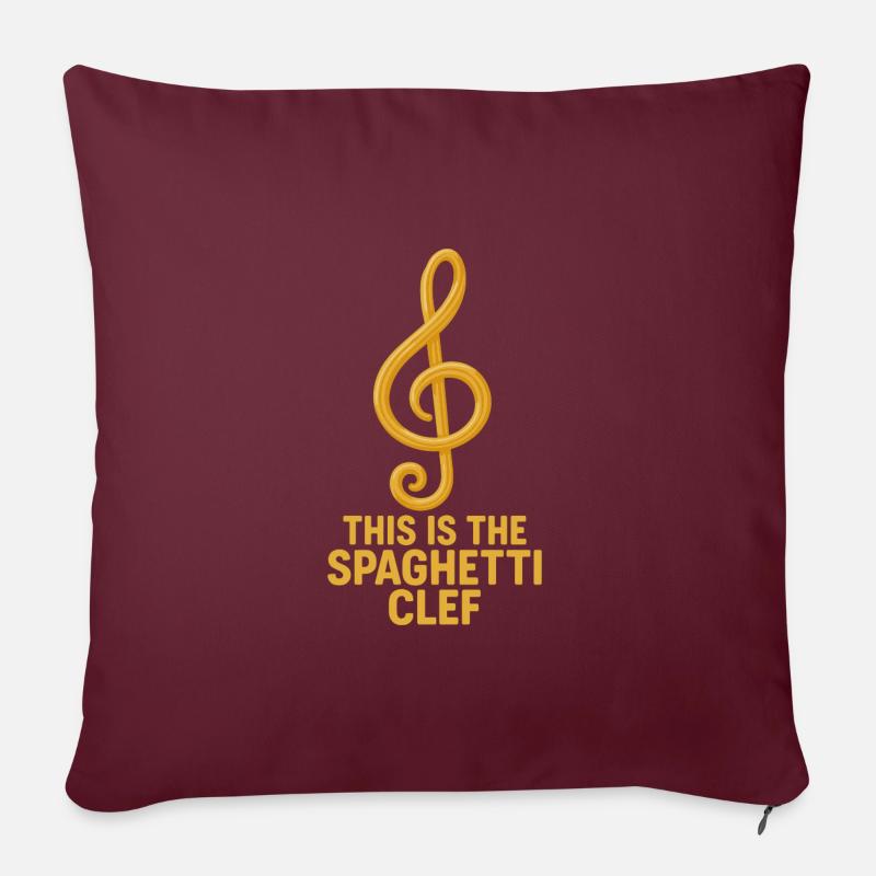 Spaghetti Musik Notenschlüssel - Sofakissenbezug 45 x 45 cm - Burgunderrot