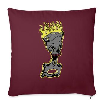 Piston - Piston brûlant avec crâne de mort - Housse de coussin décorative 45 x 45 cm - bordeaux - Devant