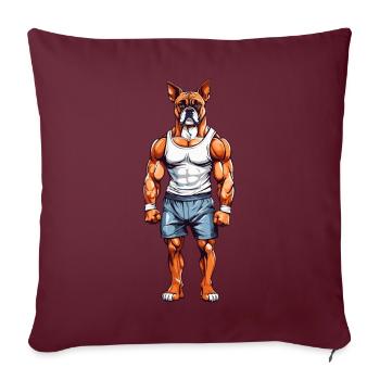 Boxer Bodybuilder Drôle Chien Papa Motif - Housse de coussin décorative 45 x 45 cm - bordeaux - Devant