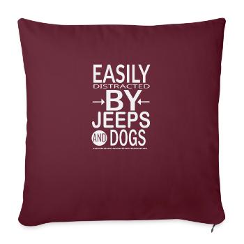 distraire par les jeeps et les chiens - Housse de coussin décorative 45 x 45 cm - bordeaux - Devant