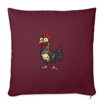 Coq Halloween Drôle Zombie - Housse de coussin décorative 45 x 45 cm - bordeaux - Devant