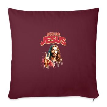 Aimer comme Jésus Visage classique de Jésus - Housse de coussin décorative 45 x 45 cm - bordeaux - Devant