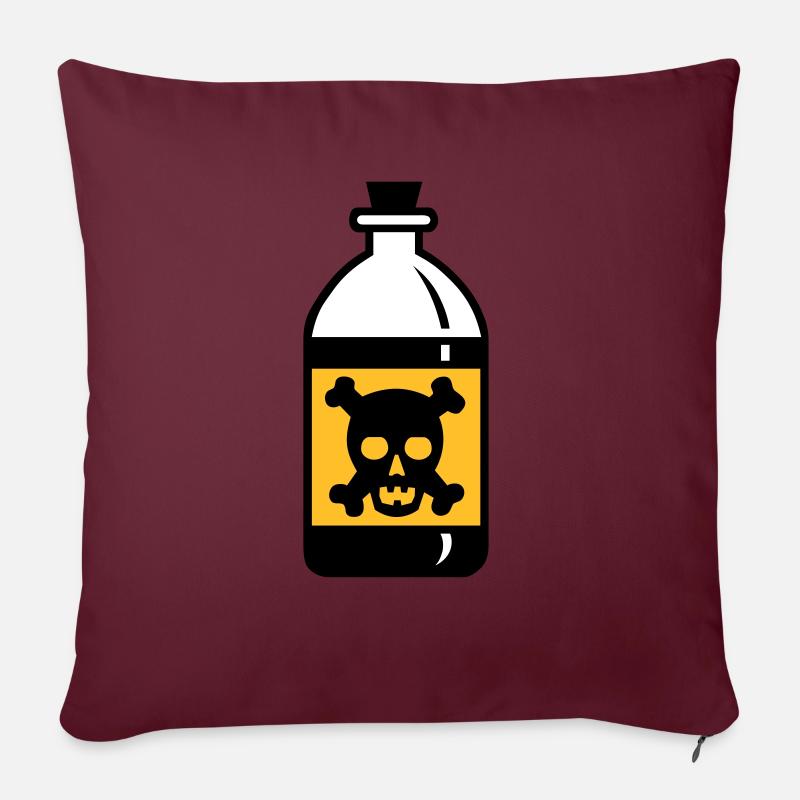 skull on poison vial - Sofa pillowcase 17,3'' x 17,3'' (45 x 45 cm) - burgundy