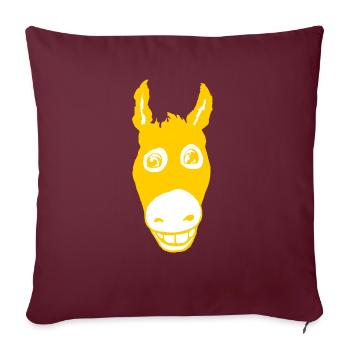 Jaune âne souriant - Housse de coussin décorative 45 x 45 cm - bordeaux - Devant