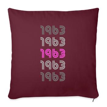 Année 1963 - Housse de coussin décorative 45 x 45 cm - bordeaux - Devant