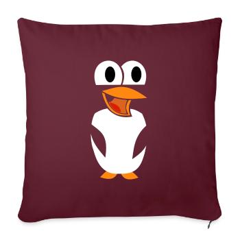 Lustiger Pinguin - Sofakissenbezug 45 x 45 cm - Burgunderrot - Vorne
