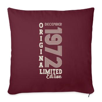 Cadeau original du 50e anniversaire de décembre 1972 - Housse de coussin décorative 45 x 45 cm - bordeaux - Devant
