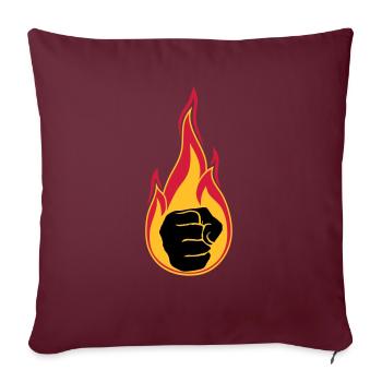 flammes chaudes brûlent la main de poing de feu serré - Housse de coussin décorative 45 x 45 cm - bordeaux - Devant