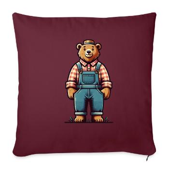 Cute Bear Farmer - Sofakissenbezug 45 x 45 cm - Burgunderrot - Vorne