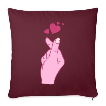 Finger Heart Korean Pop Music Hand Symbol - Sofa pillowcase 17,3'' x 17,3'' (45 x 45 cm) - burgundy - Front