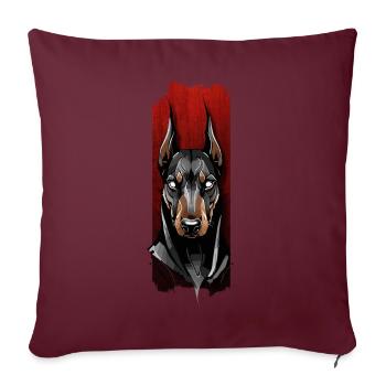 Regard vigilant : le regard du doberman - Housse de coussin décorative 45 x 45 cm - bordeaux - Devant