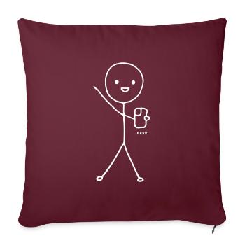 Stickperson, stickman tenant un téléphone portable - Housse de coussin décorative 45 x 45 cm - bordeaux - Devant