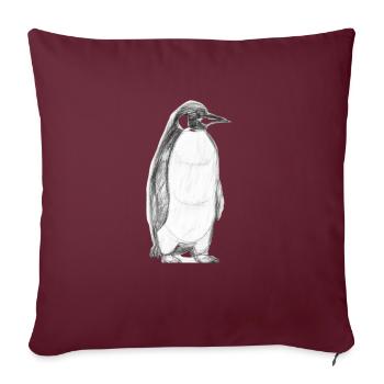 Illustration de pingouin - Housse de coussin décorative 45 x 45 cm - bordeaux - Devant