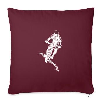 Vététiste cool sur un sentier de montagne de colline - Housse de coussin décorative 45 x 45 cm - bordeaux - Devant