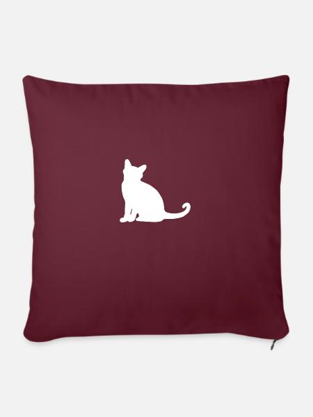 Katze Silhouette Sitzen - Sofakissenbezug 45 x 45 cm - Burgunderrot