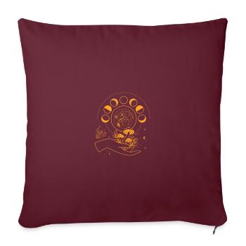 Ésotérisme, Chat, Phase lunaire, Soleil, Lune, Étoiles - Housse de coussin décorative 45 x 45 cm - bordeaux - Devant