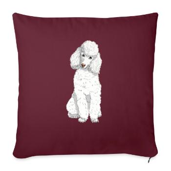 Caniche jouet blanc - Housse de coussin décorative 45 x 45 cm - bordeaux - Devant