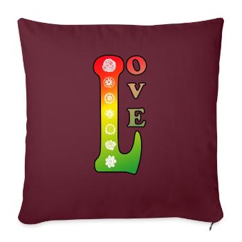 Love Flower Power 70e Rétro - Housse de coussin décorative 45 x 45 cm - bordeaux - Devant