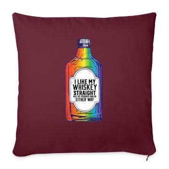 LGBT fier allié J’aime mon whisky hétéro LGBTQ - Housse de coussin décorative 45 x 45 cm - bordeaux - Devant