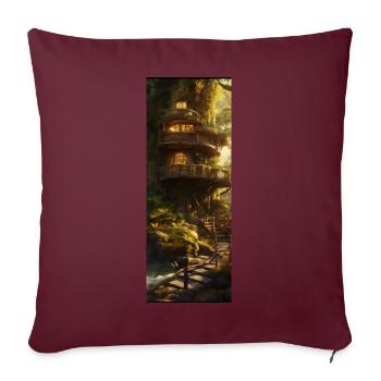 Fantasy Baumhaus - Sofakissenbezug 45 x 45 cm - Burgunderrot - Vorne