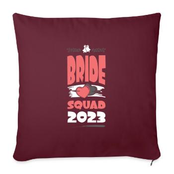 Escouade de la mariée 2023 Cœur de l’équipe - Housse de coussin décorative 45 x 45 cm - bordeaux - Devant