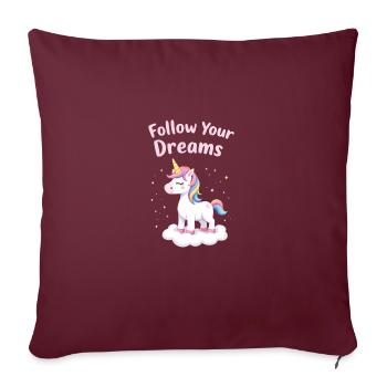 Suivez vos rêves Licorne Inspiration - Housse de coussin décorative 45 x 45 cm - bordeaux - Devant