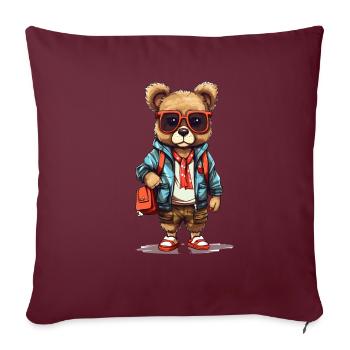 Cute Bear Cartoon - Sofakissenbezug 45 x 45 cm - Burgunderrot - Vorne