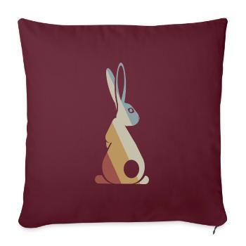 Lapin Rétro Style Vintage - Housse de coussin décorative 45 x 45 cm - bordeaux - Devant