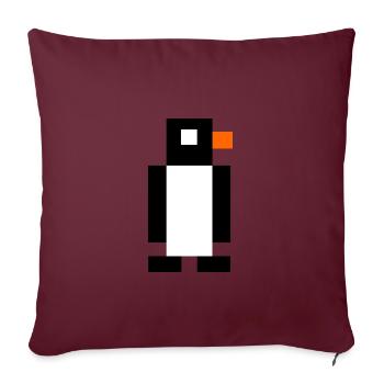 Pingouin pixel - Housse de coussin décorative 45 x 45 cm - bordeaux - Devant